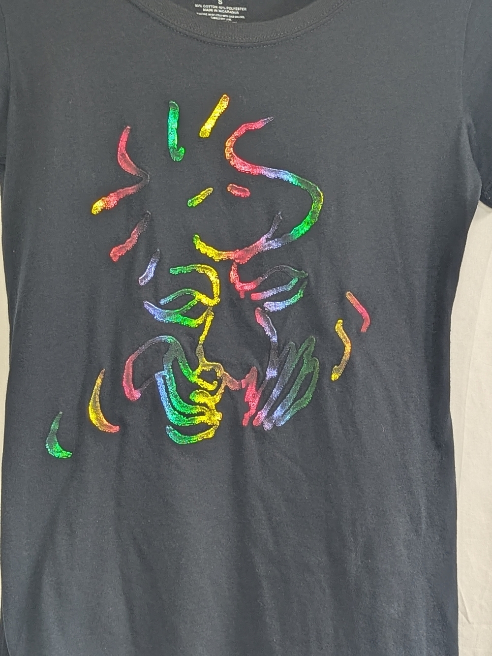 Peanuts Cedar Fair Snoopy Rainbow Graphic Tee Womens Small Black - Picture 2 of 8